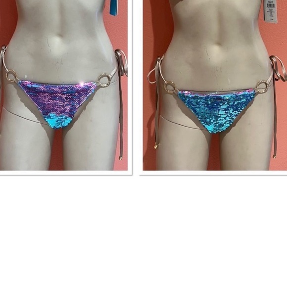 Tie Side Bottom - Beach Bunny - SMALL - New with tag - Bicolor Purple/Turquoise - Picture 8 of 12